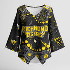 Personalized Richmond Tigers Kimono Sleeve Blouse Aboriginal Pattern with Graffiti Style