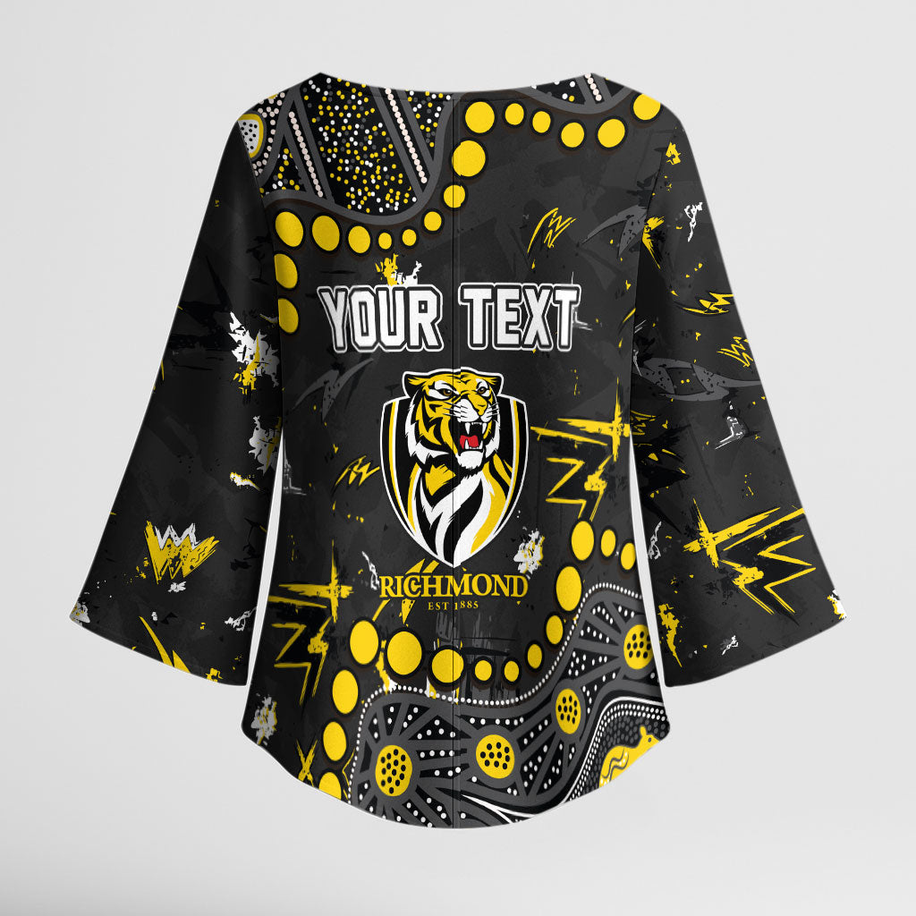 Personalized Richmond Tigers Kimono Sleeve Blouse Aboriginal Pattern with Graffiti Style