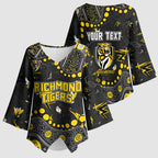 Personalized Richmond Tigers Kimono Sleeve Blouse Aboriginal Pattern with Graffiti Style