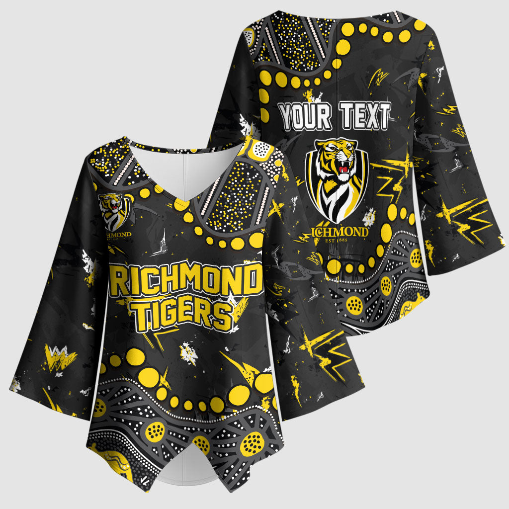 Personalized Richmond Tigers Kimono Sleeve Blouse Aboriginal Pattern with Graffiti Style