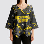 Personalized Richmond Tigers Kimono Sleeve Blouse Aboriginal Pattern with Graffiti Style