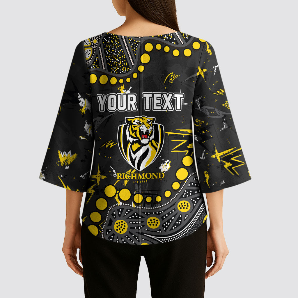 Personalized Richmond Tigers Kimono Sleeve Blouse Aboriginal Pattern with Graffiti Style