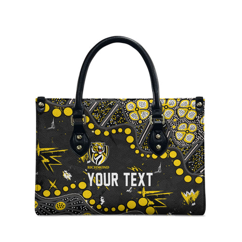 Personalized Richmond Tigers Leather Bag Aboriginal Pattern with Graffiti Style