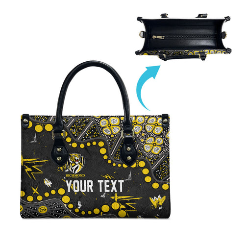 Personalized Richmond Tigers Leather Bag Aboriginal Pattern with Graffiti Style