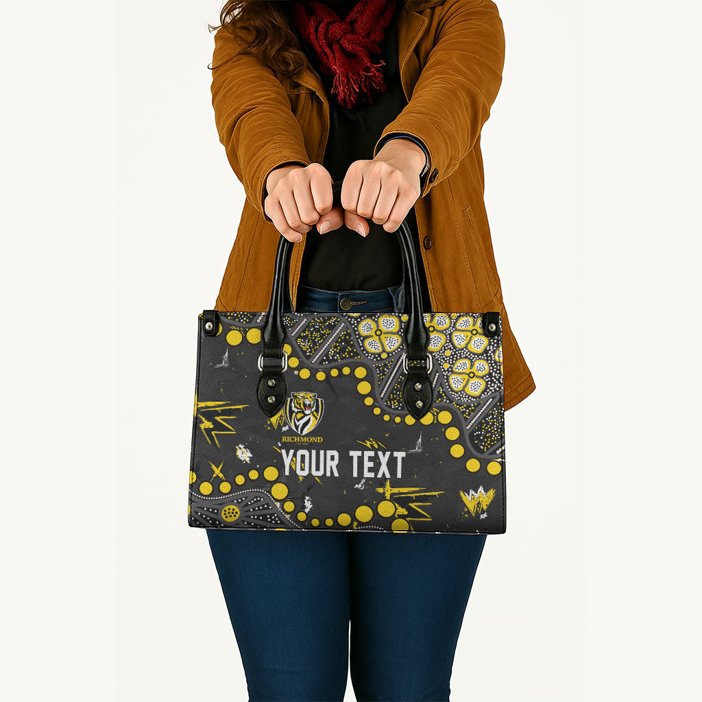 Personalized Richmond Tigers Leather Bag Aboriginal Pattern with Graffiti Style