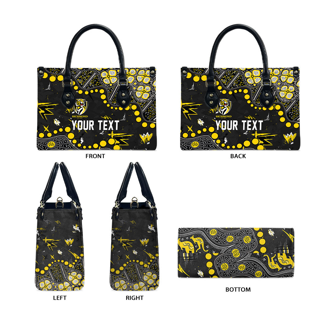 Personalized Richmond Tigers Leather Bag Aboriginal Pattern with Graffiti Style