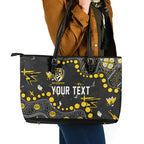 Personalized Richmond Tigers Leather Tote Bag Aboriginal Pattern with Graffiti Style