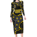 Personalized Richmond Tigers Long Sleeve Bodycon Dress Aboriginal Pattern with Graffiti Style