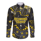 Personalized Richmond Tigers Long Sleeve Button Shirt Aboriginal Pattern with Graffiti Style