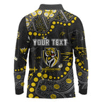 Personalized Richmond Tigers Long Sleeve Polo Shirt Aboriginal Pattern with Graffiti Style