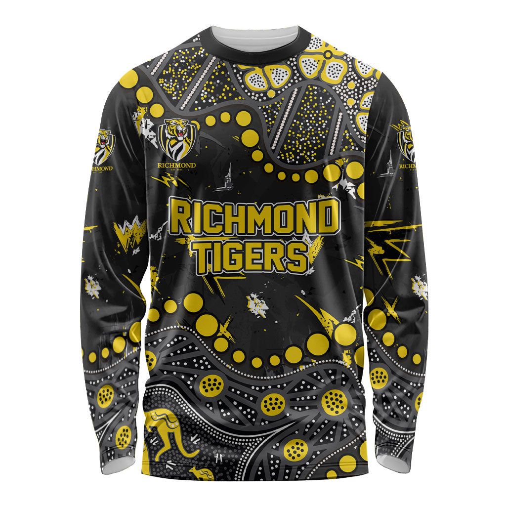 Personalized Richmond Tigers Long Sleeve Shirt Aboriginal Pattern with Graffiti Style