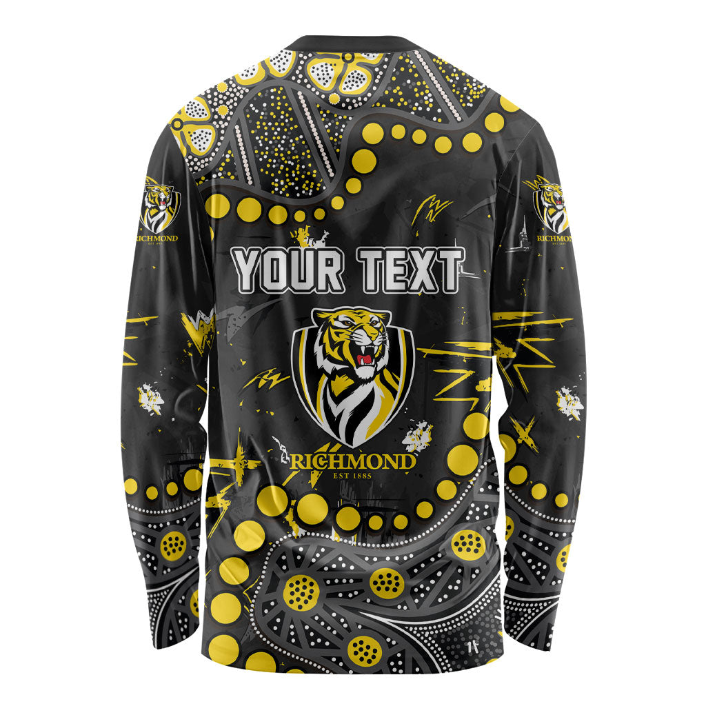 Personalized Richmond Tigers Long Sleeve Shirt Aboriginal Pattern with Graffiti Style