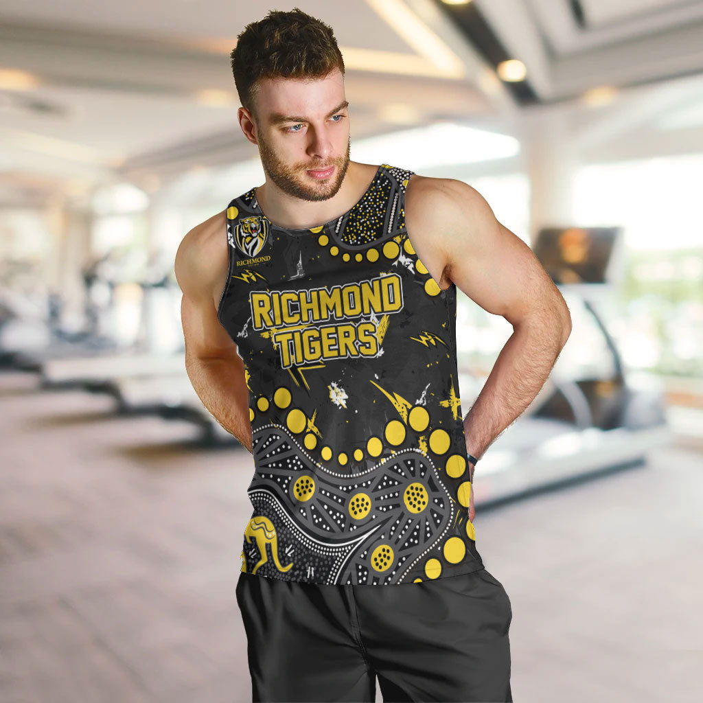 Personalized Richmond Tigers Men Tank Top Aboriginal Pattern with Graffiti Style