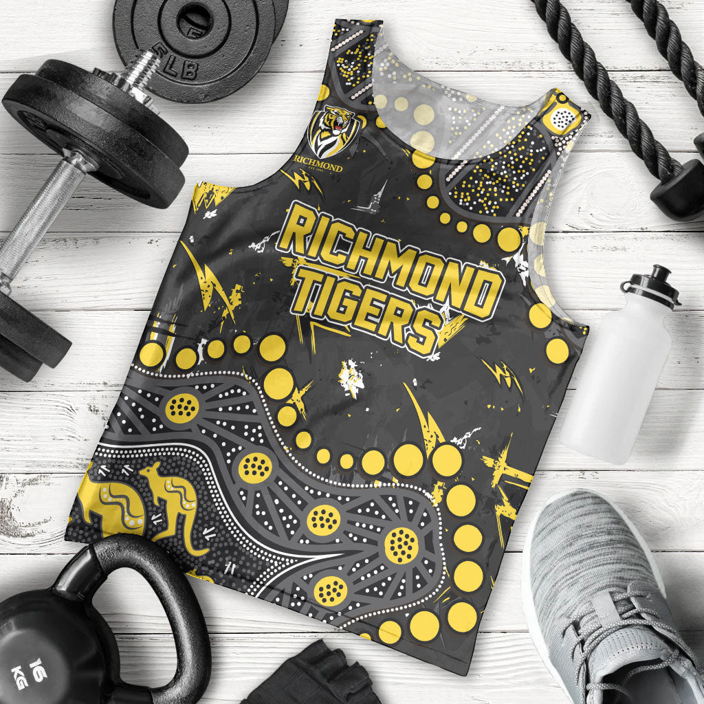 Personalized Richmond Tigers Men Tank Top Aboriginal Pattern with Graffiti Style