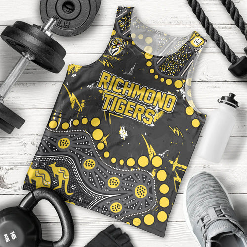 Personalized Richmond Tigers Men Tank Top Aboriginal Pattern with Graffiti Style