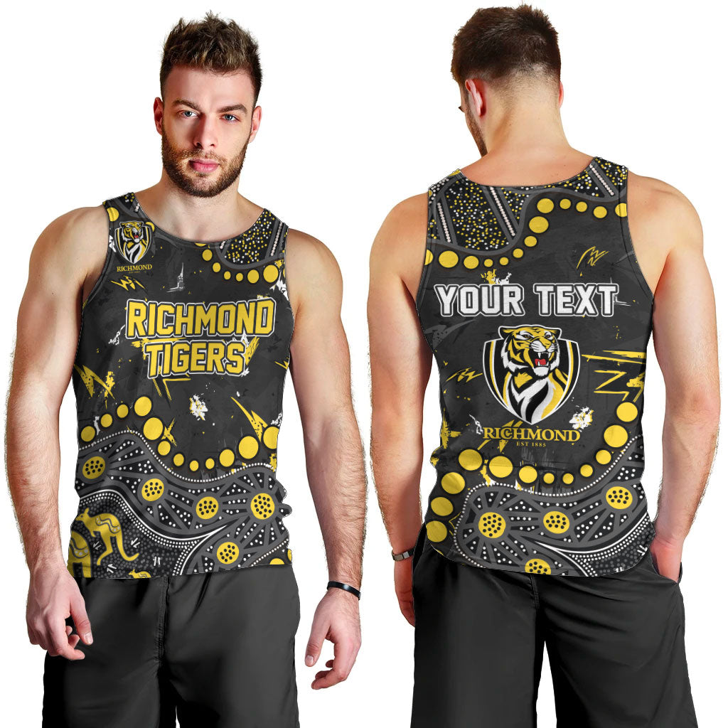 Personalized Richmond Tigers Men Tank Top Aboriginal Pattern with Graffiti Style