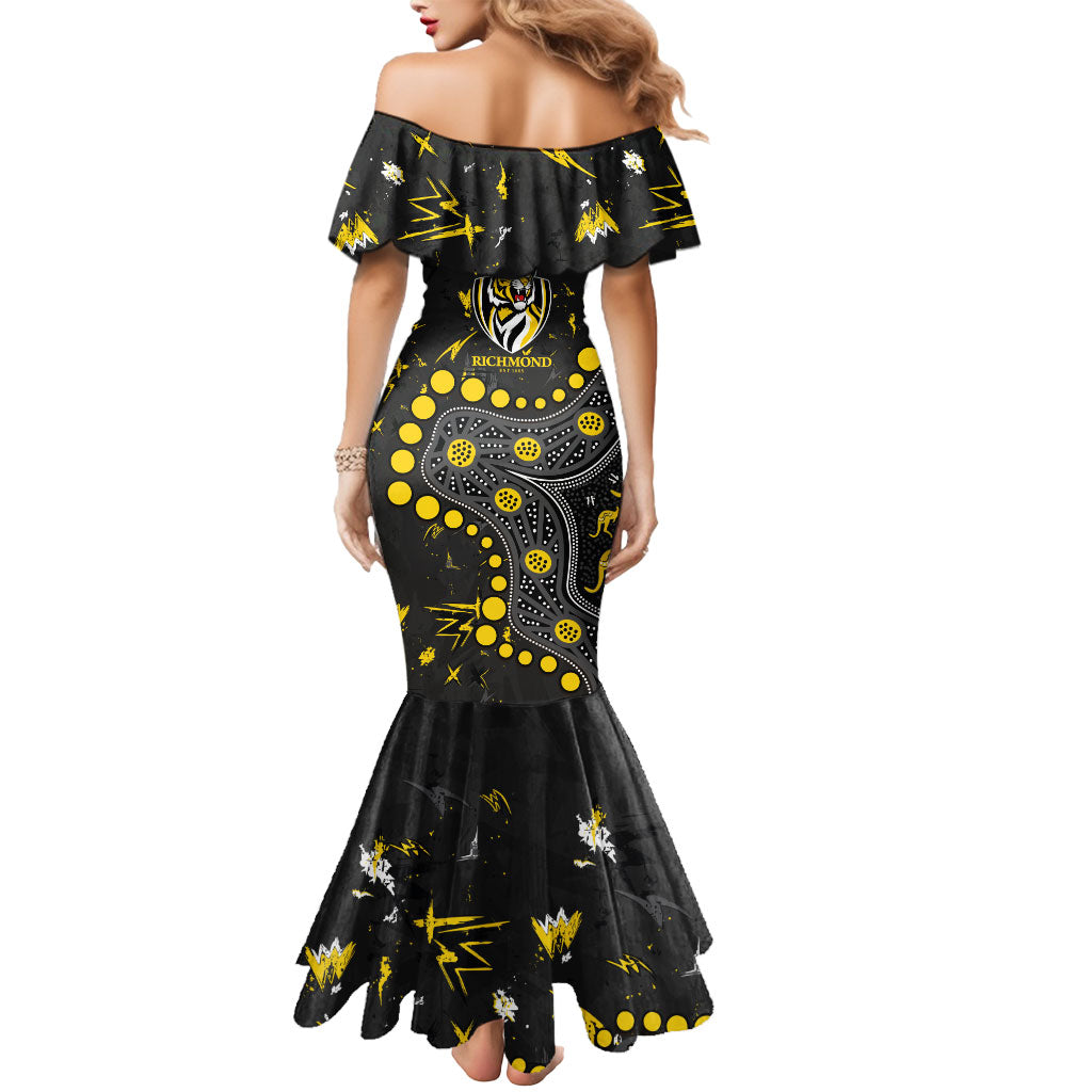 Personalized Richmond Tigers Mermaid Dress Aboriginal Pattern with Graffiti Style