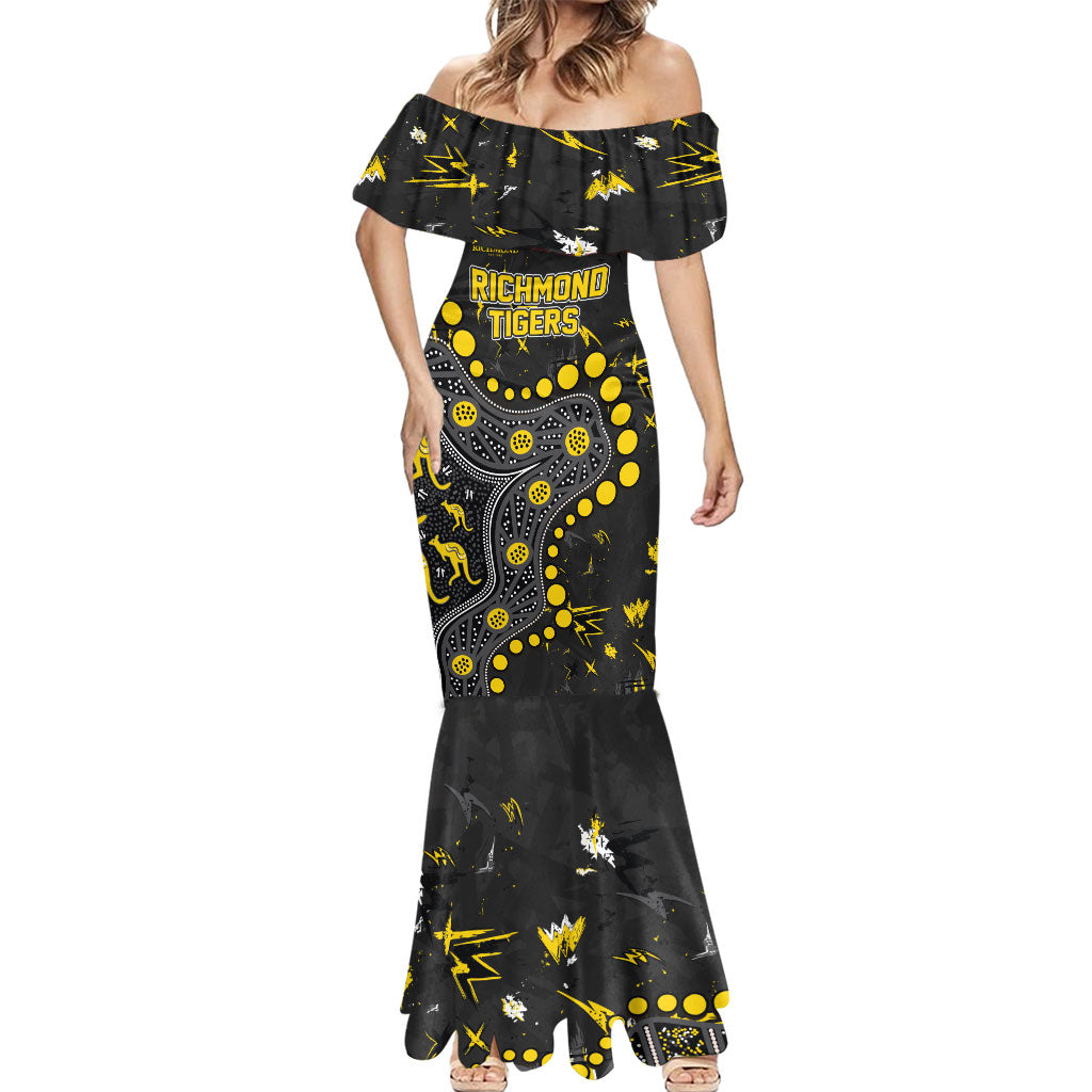 Personalized Richmond Tigers Mermaid Dress Aboriginal Pattern with Graffiti Style