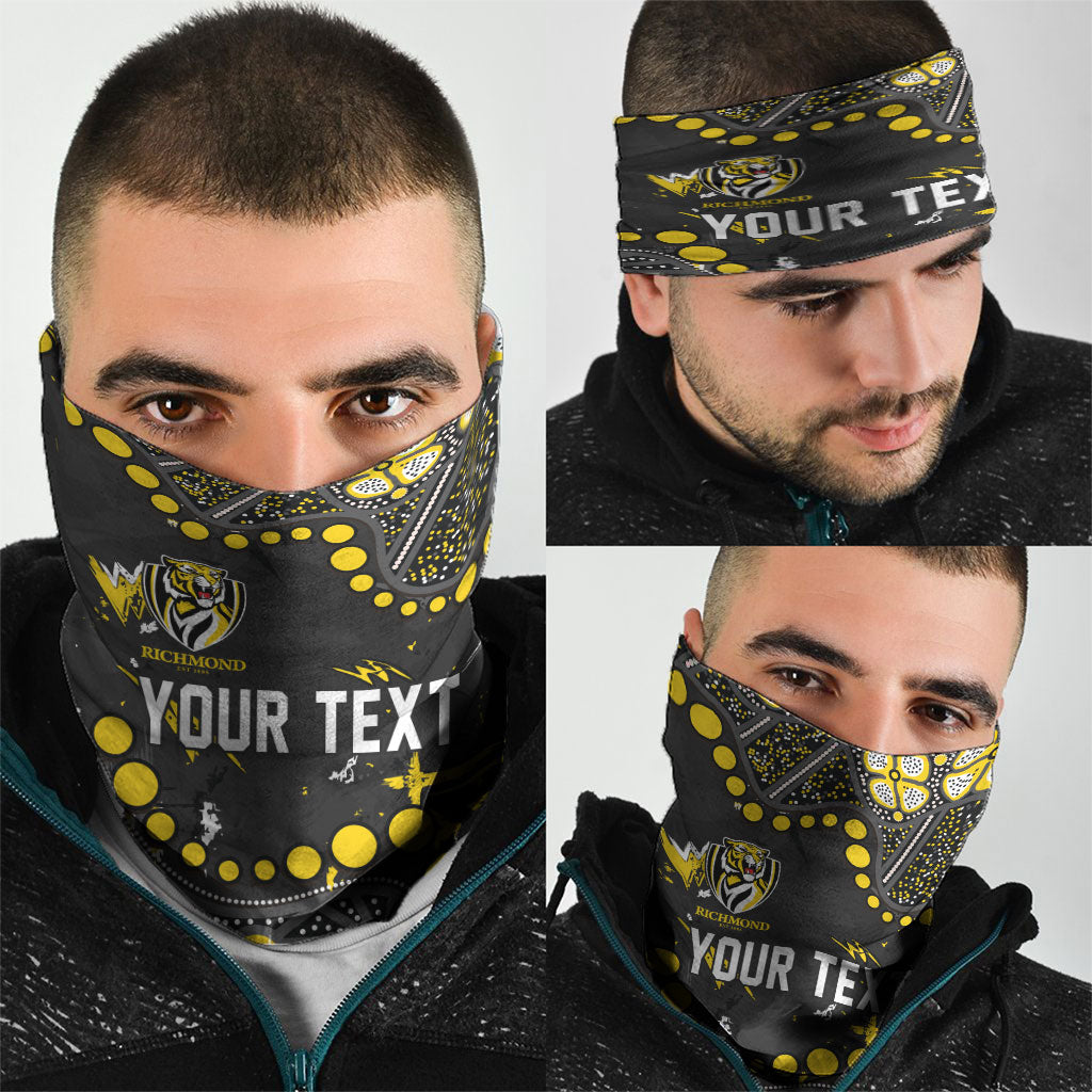 Personalized Richmond Tigers Neck Gaiter Aboriginal Pattern with Graffiti Style