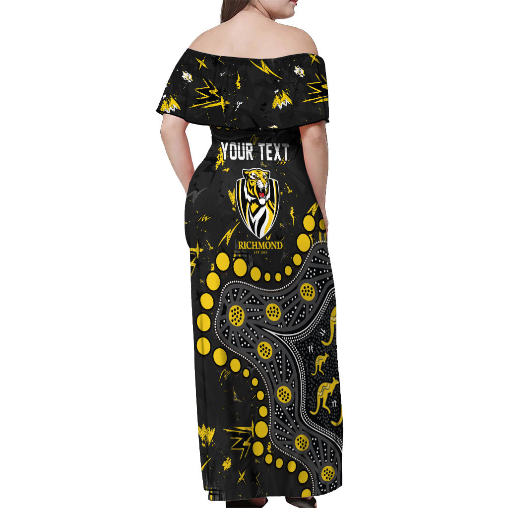 Personalized Richmond Tigers Off Shoulder Maxi Dress Aboriginal Pattern with Graffiti Style