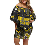 Personalized Richmond Tigers Off Shoulder Short Dress Aboriginal Pattern with Graffiti Style