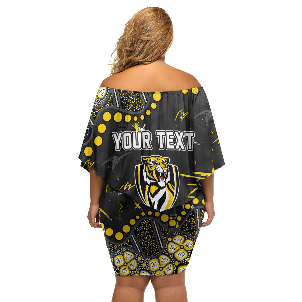Personalized Richmond Tigers Off Shoulder Short Dress Aboriginal Pattern with Graffiti Style