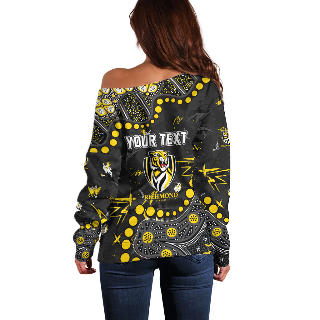 Personalized Richmond Tigers Off Shoulder Sweater Aboriginal Pattern with Graffiti Style