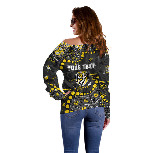 Personalized Richmond Tigers Off Shoulder Sweater Aboriginal Pattern with Graffiti Style