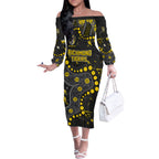 Personalized Richmond Tigers Off The Shoulder Long Sleeve Dress Aboriginal Pattern with Graffiti Style