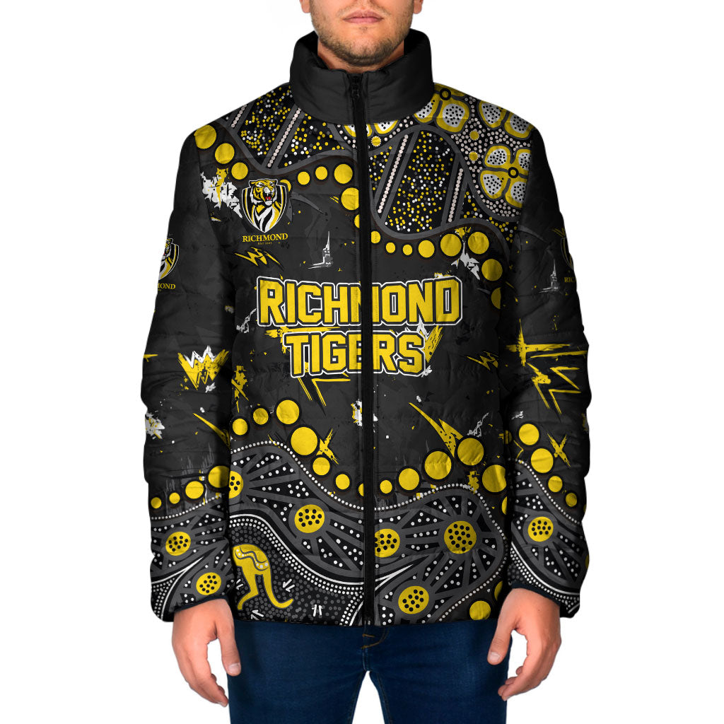 Personalized Richmond Tigers Padded Jacket Aboriginal Pattern with Graffiti Style
