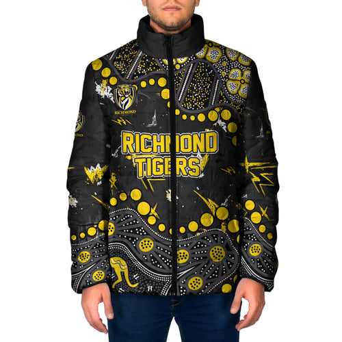 Personalized Richmond Tigers Padded Jacket Aboriginal Pattern with Graffiti Style
