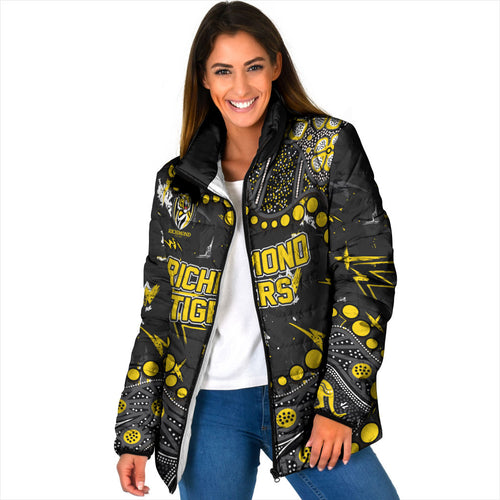 Personalized Richmond Tigers Padded Jacket Aboriginal Pattern with Graffiti Style