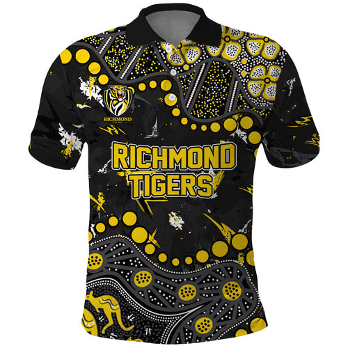Personalized Richmond Tigers Polo Shirt Aboriginal Pattern with Graffiti Style