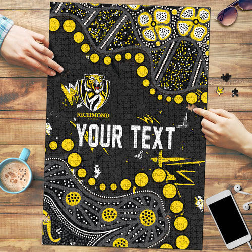 Personalized Richmond Tigers Puzzle Aboriginal Pattern with Graffiti Style