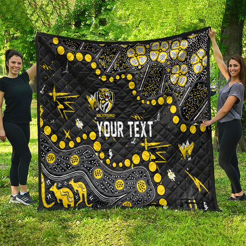 Personalized Richmond Tigers Quilt Aboriginal Pattern with Graffiti Style