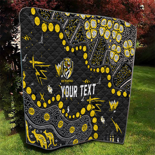 Personalized Richmond Tigers Quilt Aboriginal Pattern with Graffiti Style