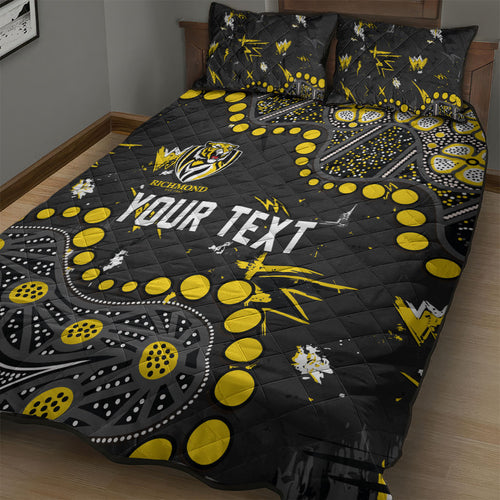 Personalized Richmond Tigers Quilt Bed Set Aboriginal Pattern with Graffiti Style