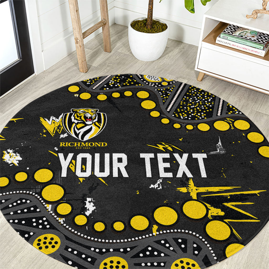 Personalized Richmond Tigers Round Carpet Aboriginal Pattern with Graffiti Style