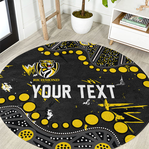 Personalized Richmond Tigers Round Carpet Aboriginal Pattern with Graffiti Style