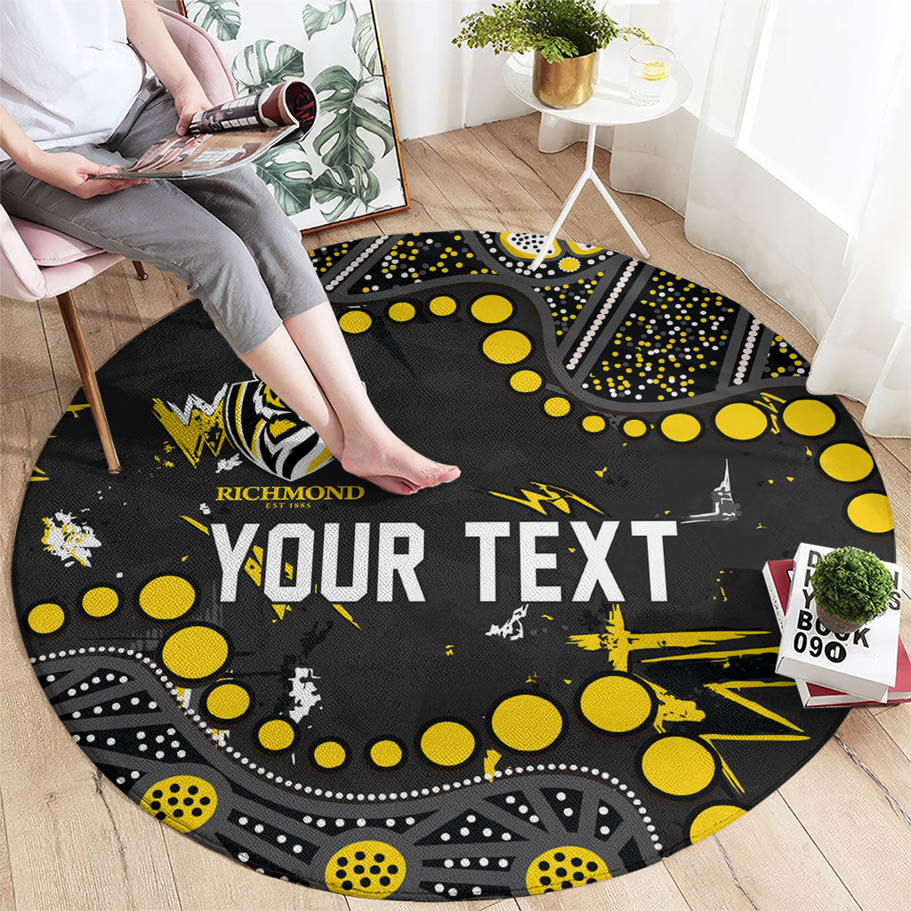 Personalized Richmond Tigers Round Carpet Aboriginal Pattern with Graffiti Style