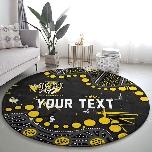 Personalized Richmond Tigers Round Carpet Aboriginal Pattern with Graffiti Style