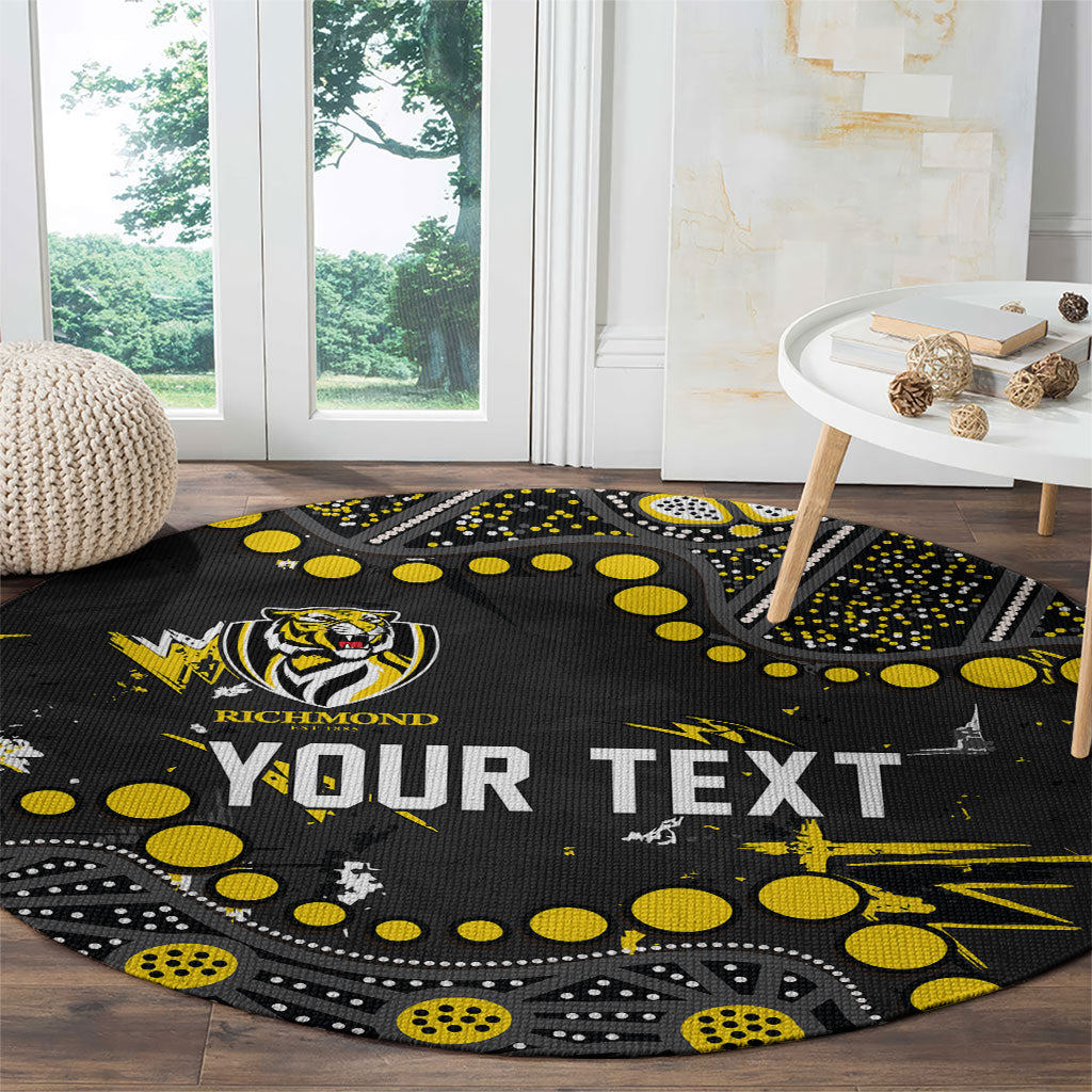 Personalized Richmond Tigers Round Carpet Aboriginal Pattern with Graffiti Style