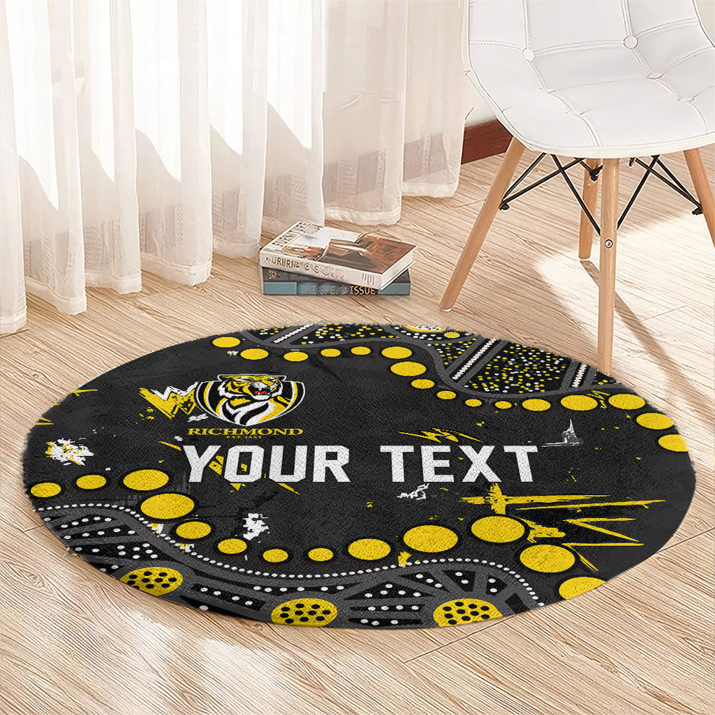 Personalized Richmond Tigers Round Carpet Aboriginal Pattern with Graffiti Style