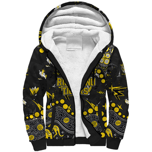 Personalized Richmond Tigers Sherpa Hoodie Aboriginal Pattern with Graffiti Style