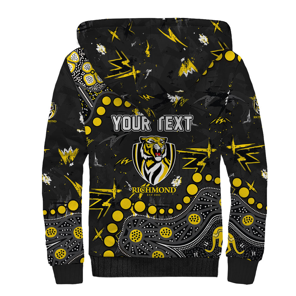Personalized Richmond Tigers Sherpa Hoodie Aboriginal Pattern with Graffiti Style