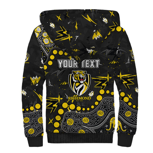 Personalized Richmond Tigers Sherpa Hoodie Aboriginal Pattern with Graffiti Style