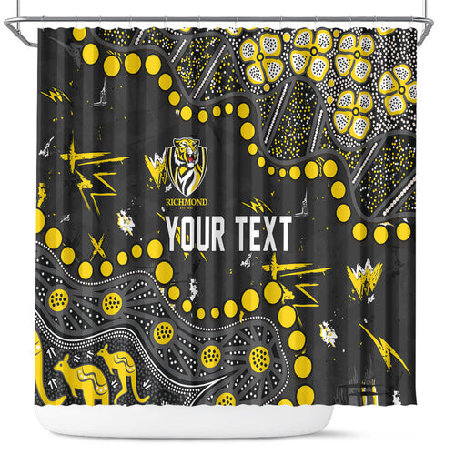 Personalized Richmond Tigers Shower Curtain Aboriginal Pattern with Graffiti Style