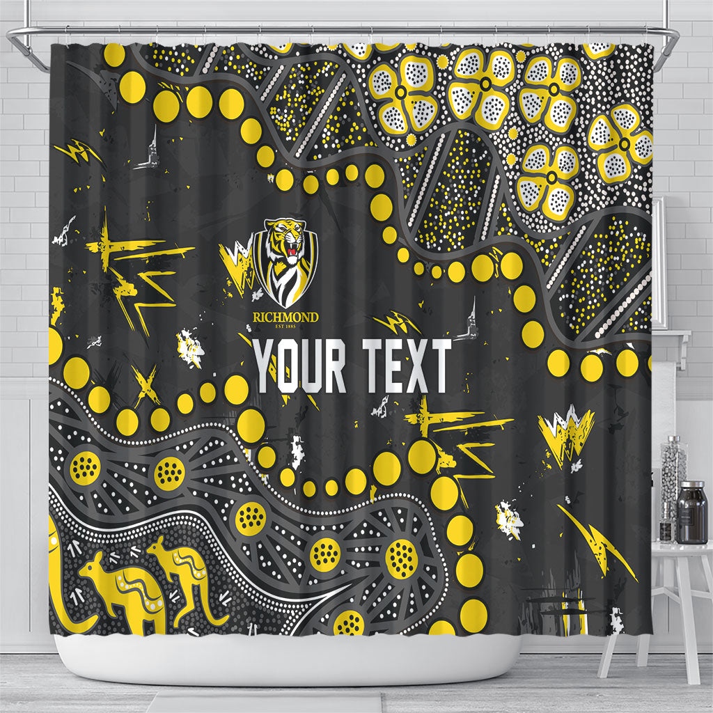 Personalized Richmond Tigers Shower Curtain Aboriginal Pattern with Graffiti Style