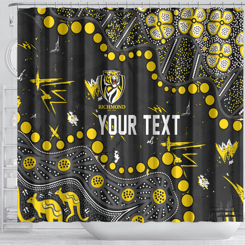Personalized Richmond Tigers Shower Curtain Aboriginal Pattern with Graffiti Style