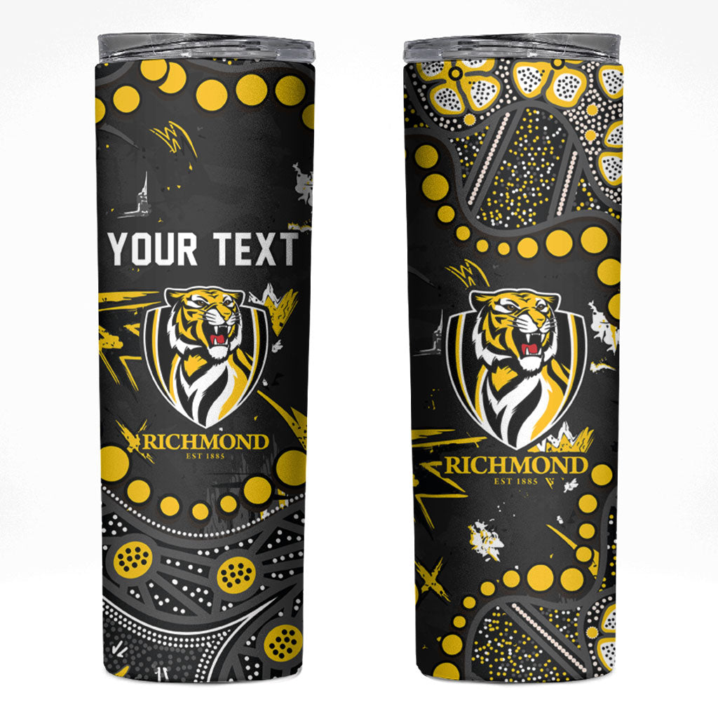 Personalized Richmond Tigers Skinny Tumbler Aboriginal Pattern with Graffiti Style